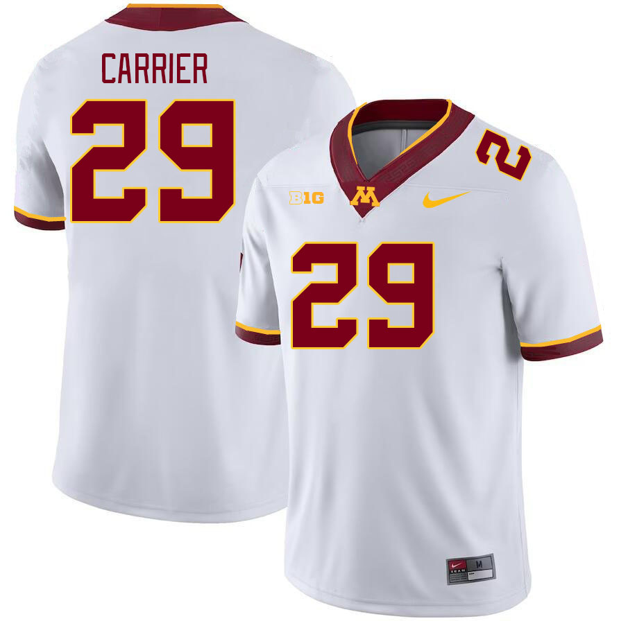 Men #29 Ethan Carrier Minnesota Golden Gophers College Football Jerseys Stitched Sale-White